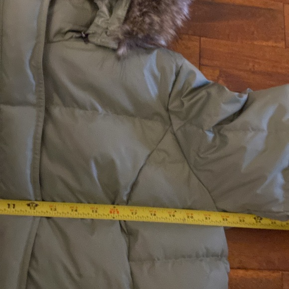 Women’s XL Down Eddie Bauer Sage Long Coat- Faux Fur Removable Hood-Worn Twice - Picture 11 of 12